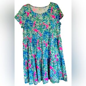 Lilly Pulitzer Geanna Short Sleeve Dress Soleil Pink Good Hair Day Size XL NWT